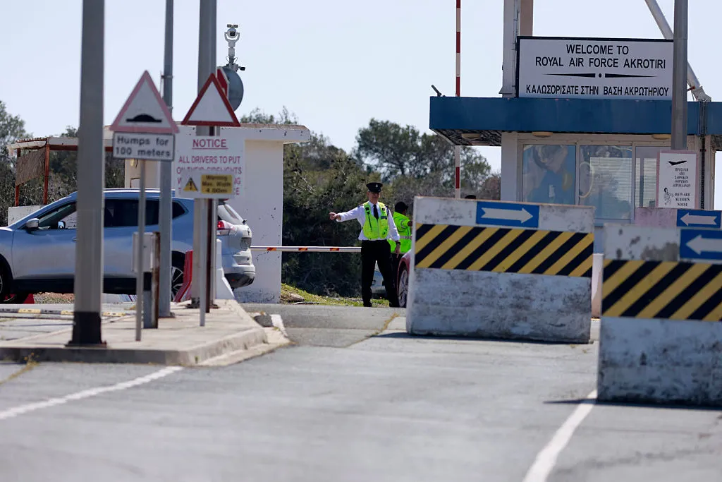 Security personnel&nbsp;at RAF Akrotiri in&nbsp;Cyprus, March 2.