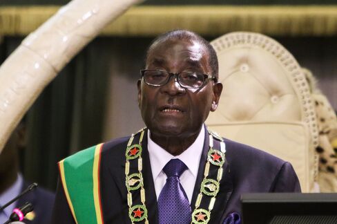 Robert Mugabe during the opening of parliament in September
