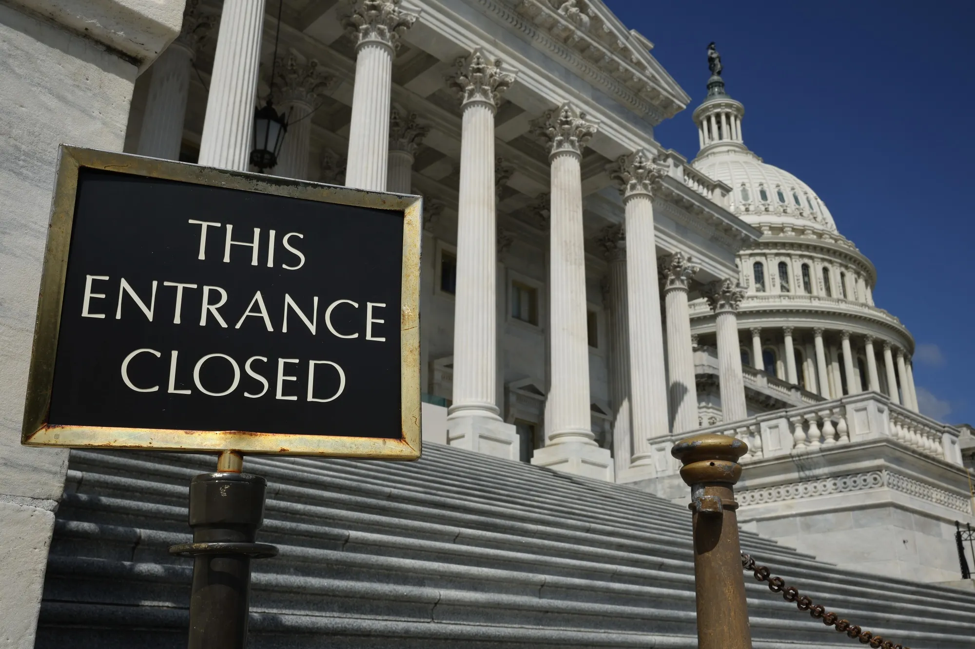The entrance to the House of Representatives on the East Front Plaza of the U.S. Capitol in Washington, DC.