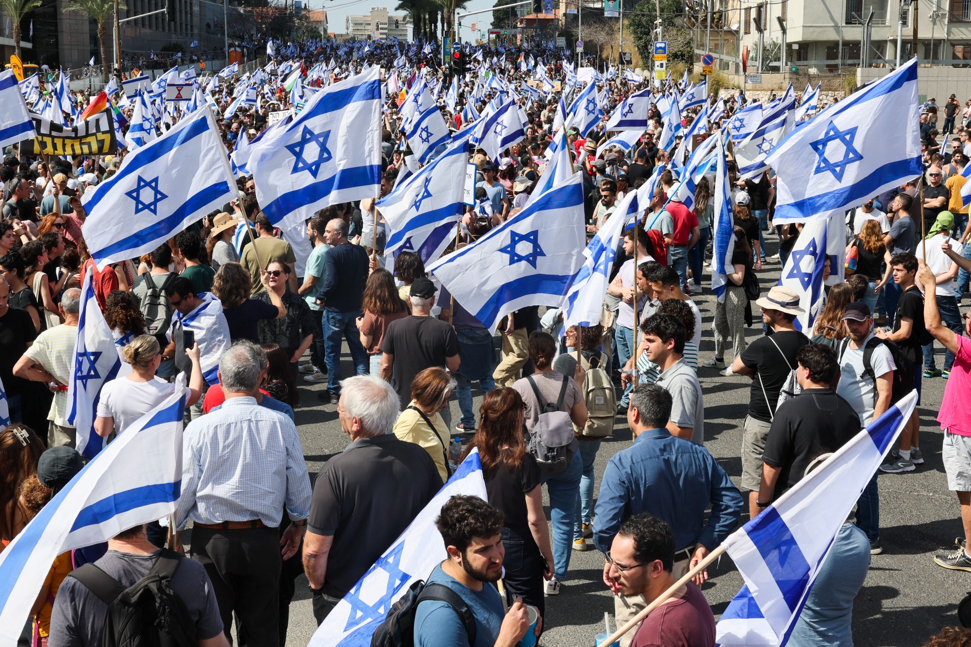 Demonstrations against the government’s justice reform bill in Tel Aviv on March 1.
