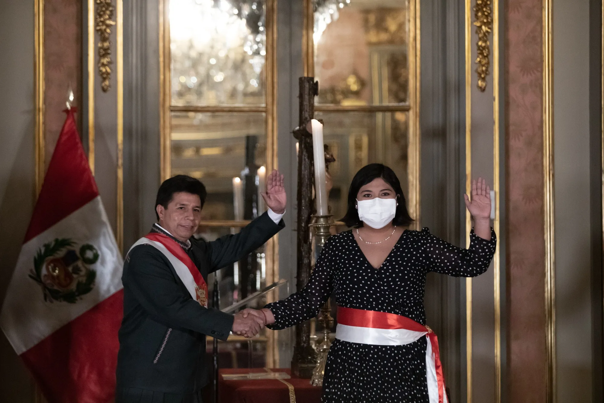Betssy Chavez, right, during a swearing-in ceremony in Lima on Feb. 8, 2022.