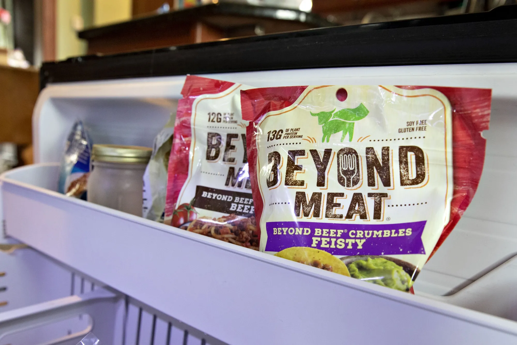 Packages of Beyond Meat Inc. beef crumbles.