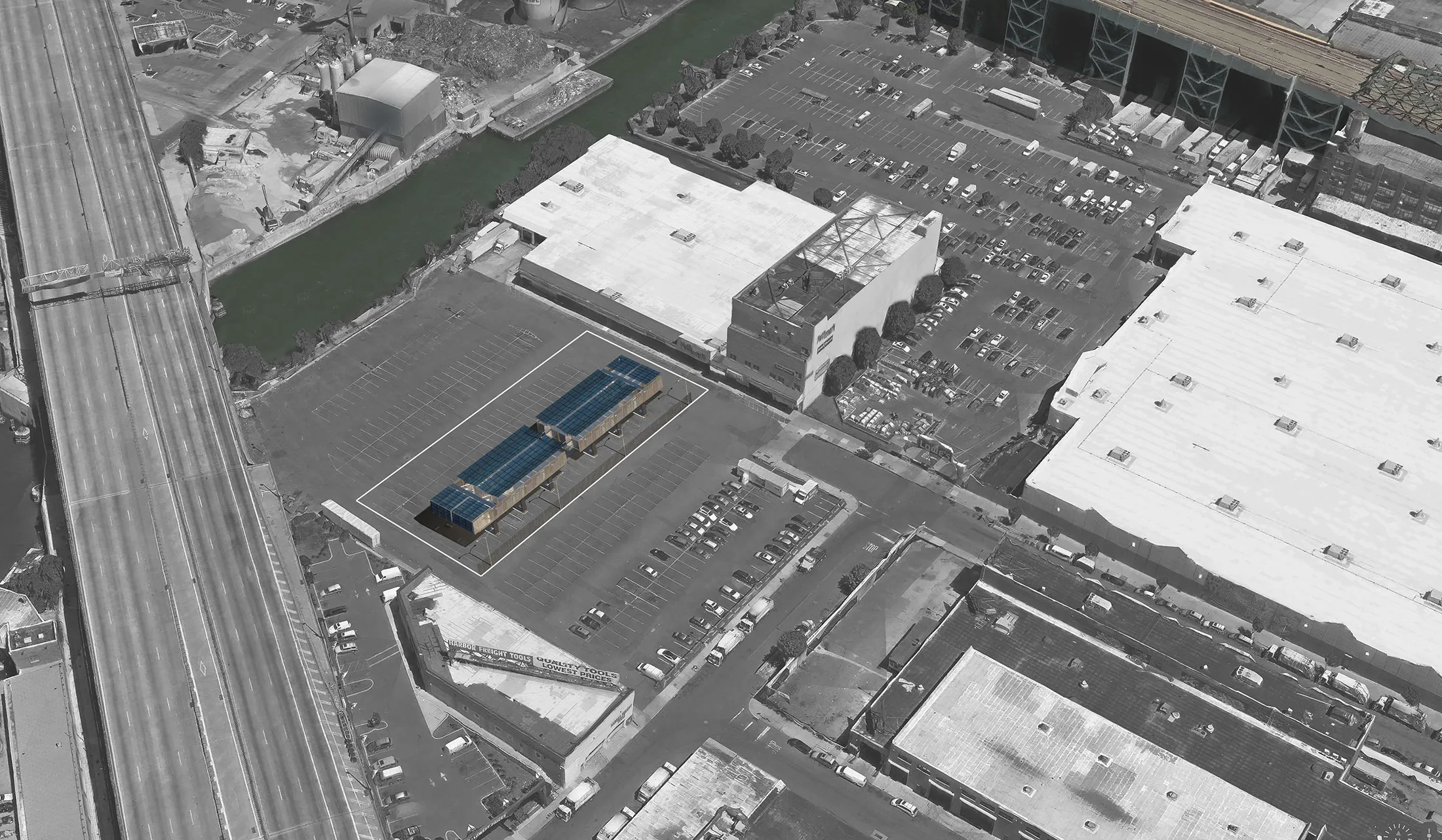 Rendering (aerial view) of a microgrid at 42 12th St. in Brooklyn, N.Y.