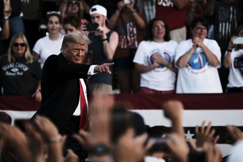 Former U.S. President Donald Trump at a 'Save America' rally in Wellington, Ohio, in last June.