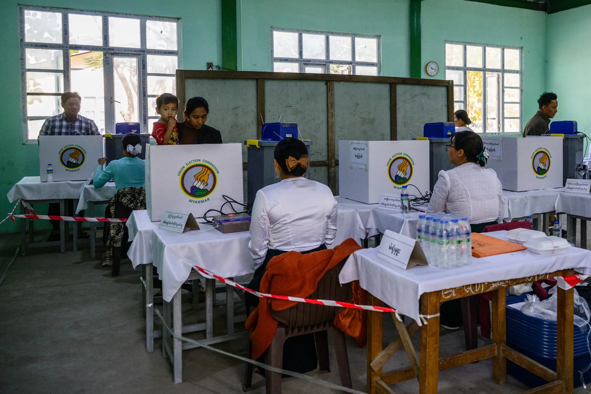 Voters at a polling station during the final phase of a general election, in Mandalay, Myanmar, on Jan. 25.