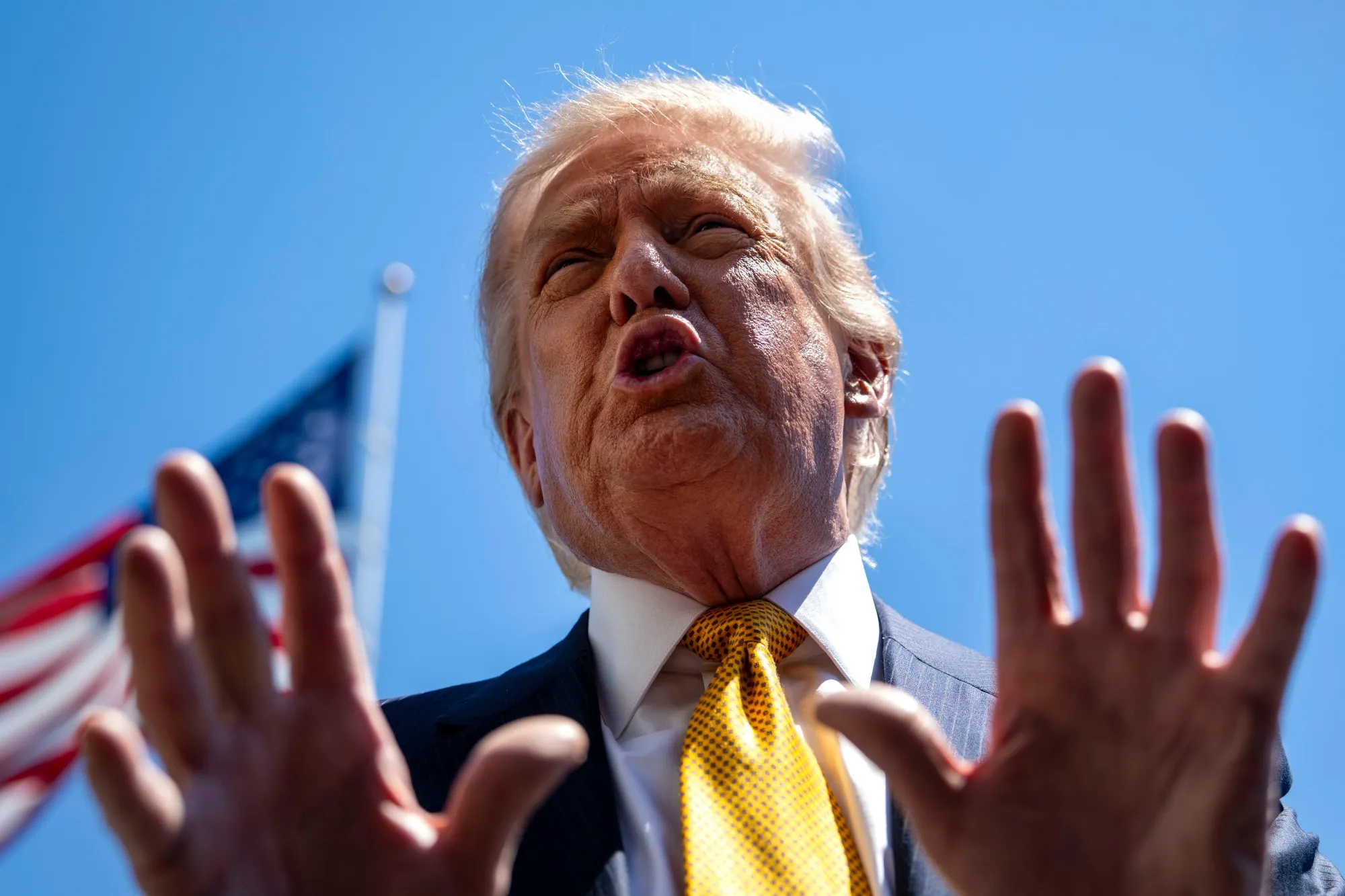 US President Donald Trump speaks at the White House on Tuesday.