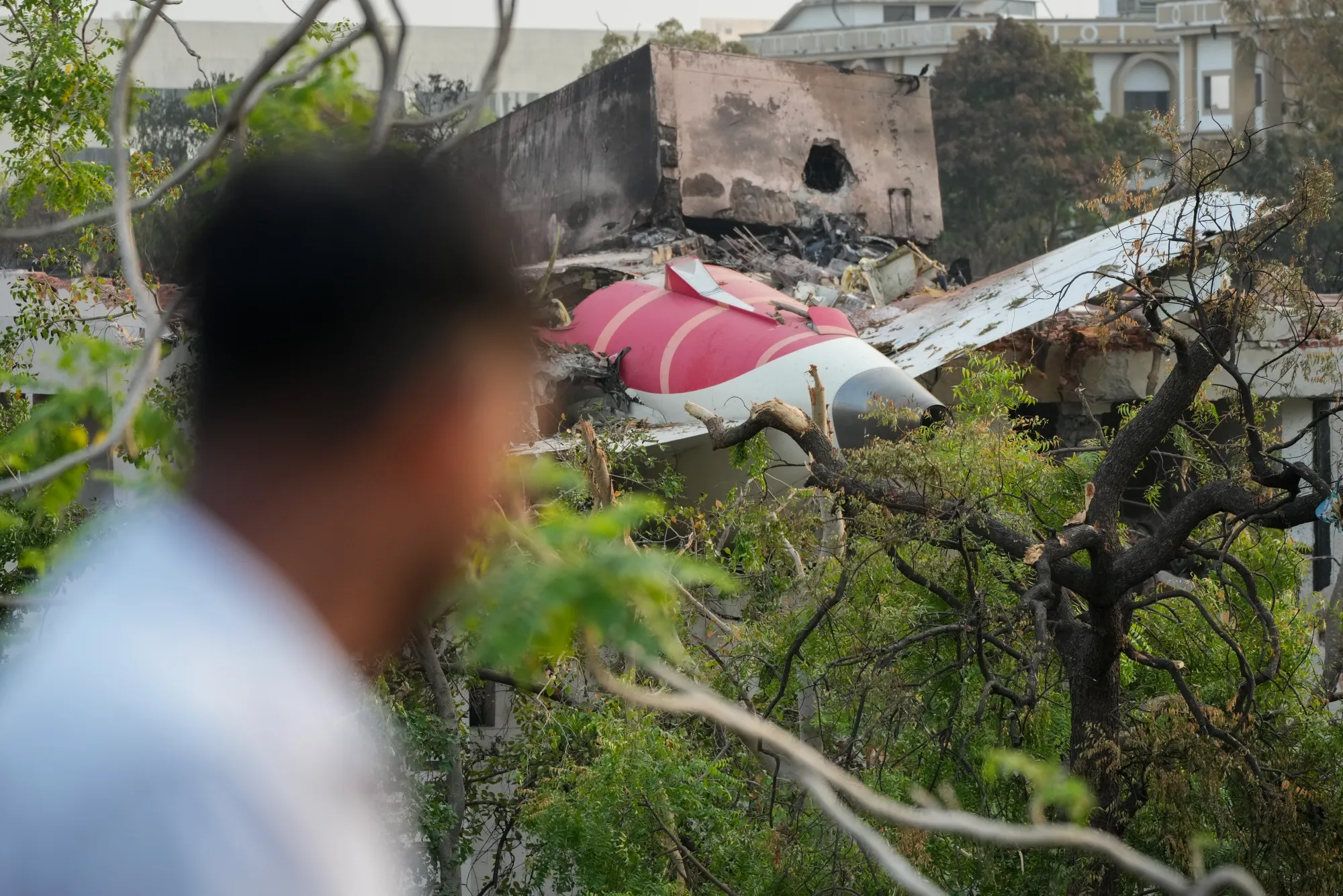 The crash site of Air India Ltd. Flight 171 in Ahmedabad.