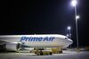 An Amazon Prime Air cargo jet sits at Cincinnati/Northern Kentucky International Airport in Hebron, Kentucky.