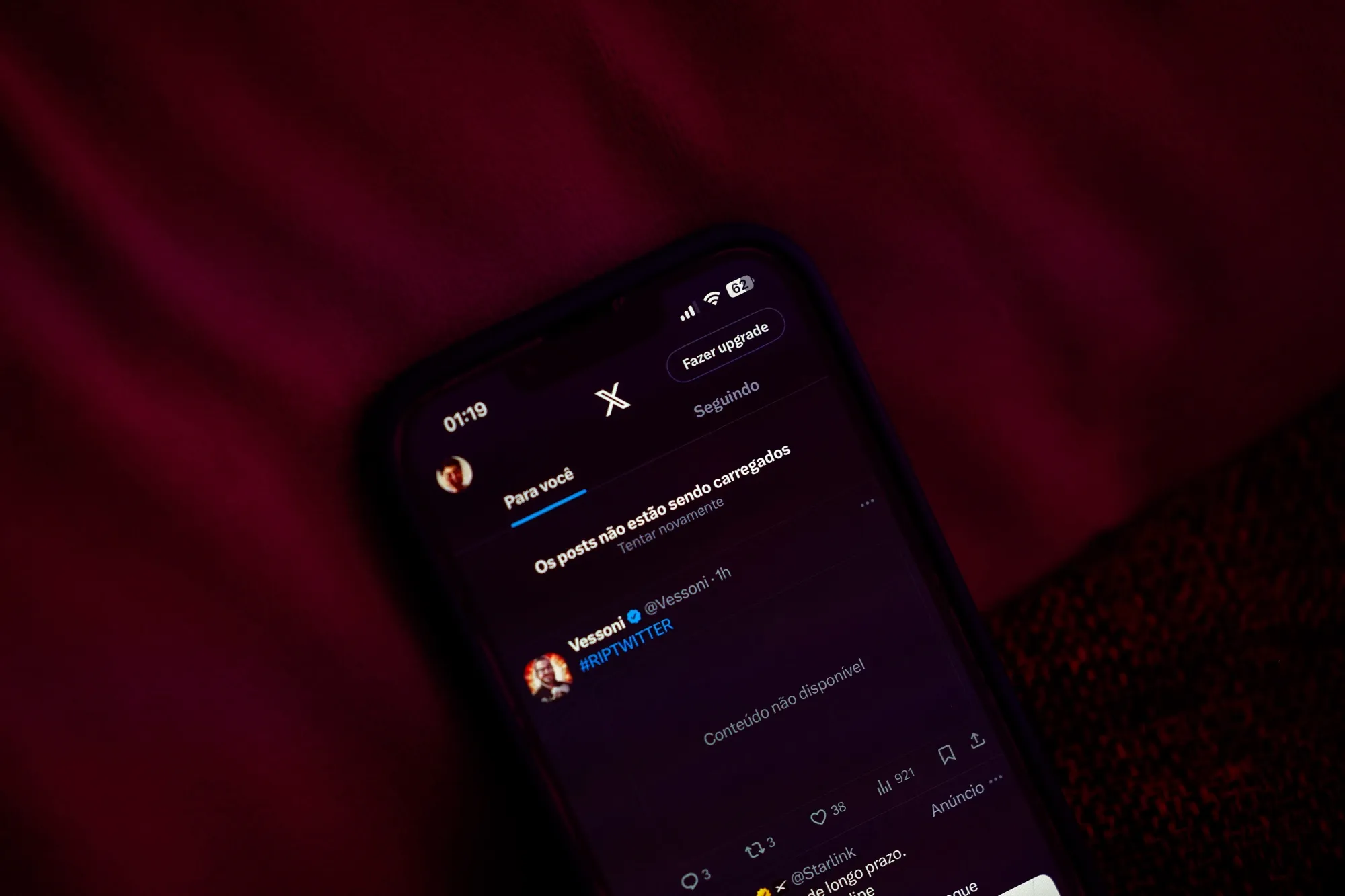 The app for X, Elon Musk’s social media platform formerly known as Twitter, displayed on a smartphone in Brazil.