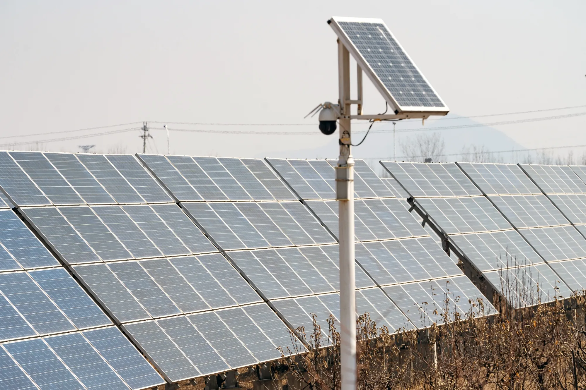 Photovoltaic panels at a solar farm near Beijing.