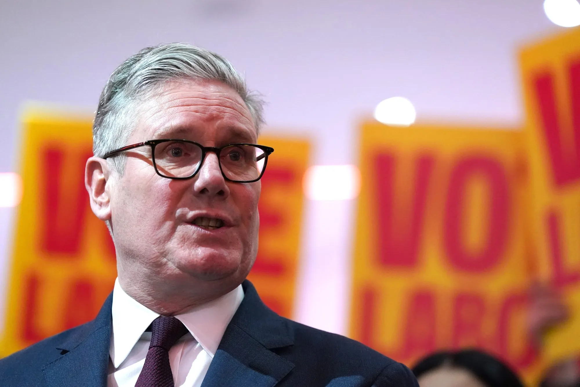 Keir Starmer attends a campaign event ahead of the Gorton and Denton by-election in Manchester, on Feb. 23.