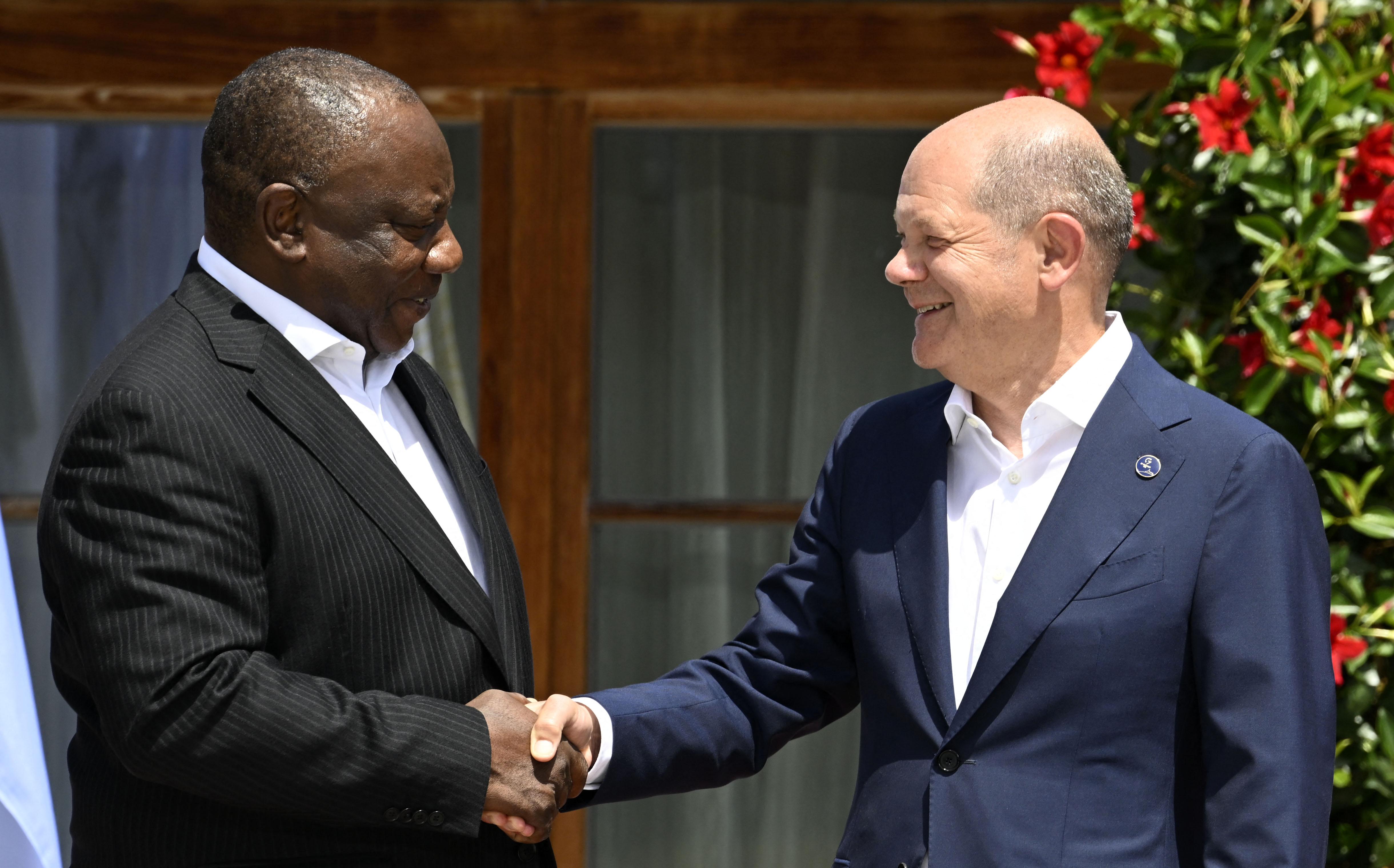 Cyril Ramaphosa and Olaf Scholz in June 2022 at Elmau Castle in Germany.