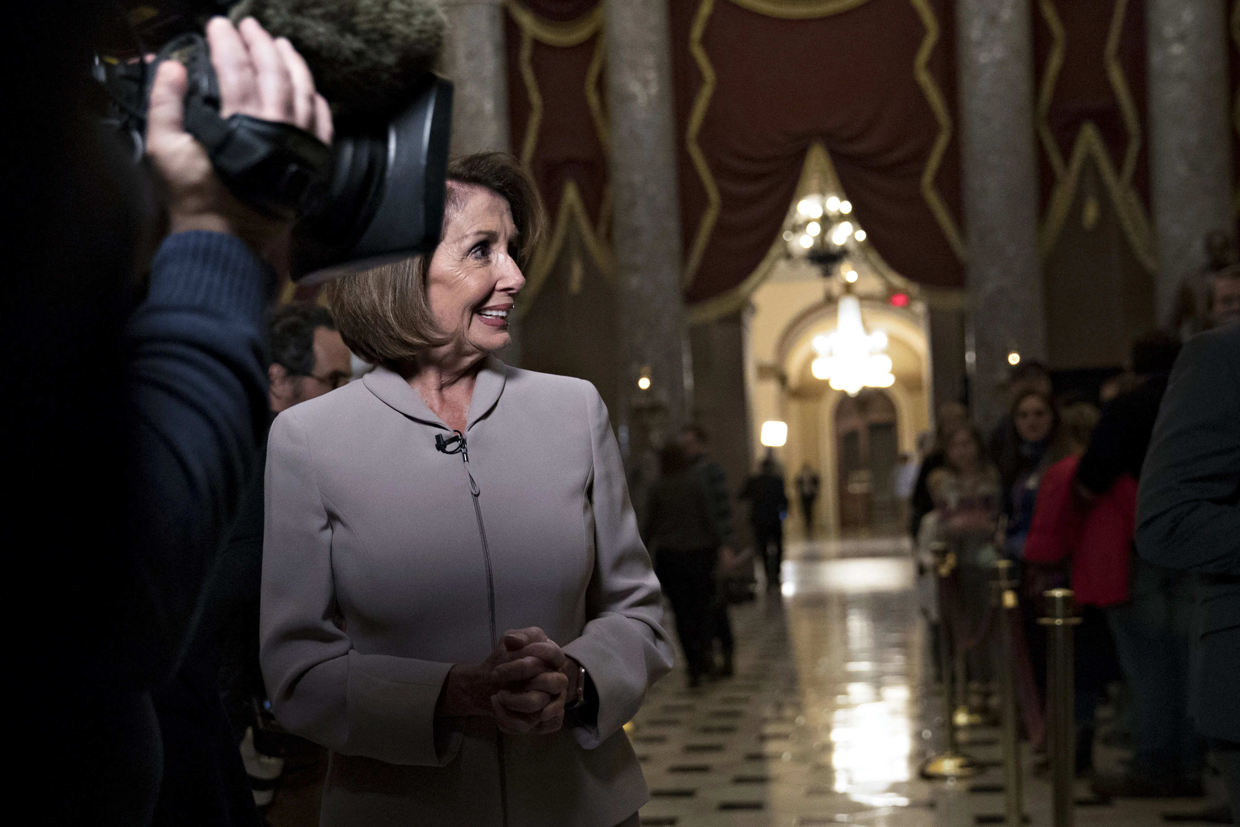 Nancy Pelosi speaks to members of the media in the U.S. Capitol in Washington on Jan. 2, 2019.
