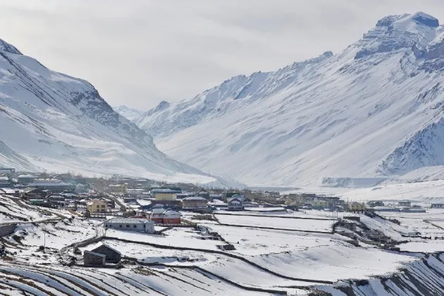 The town of Kaza, about 60 miles from the Chhota Shigri Glacier in the northern Indian state of Himachal Pradesh