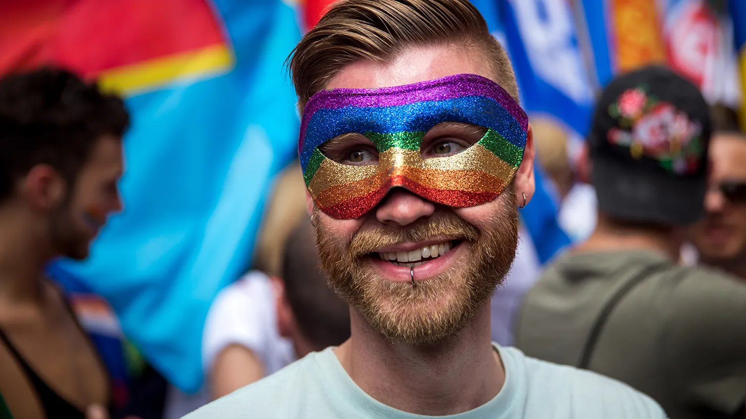 People take part in the annual Pride in London Parade on June 27, 2015 in London, England.
