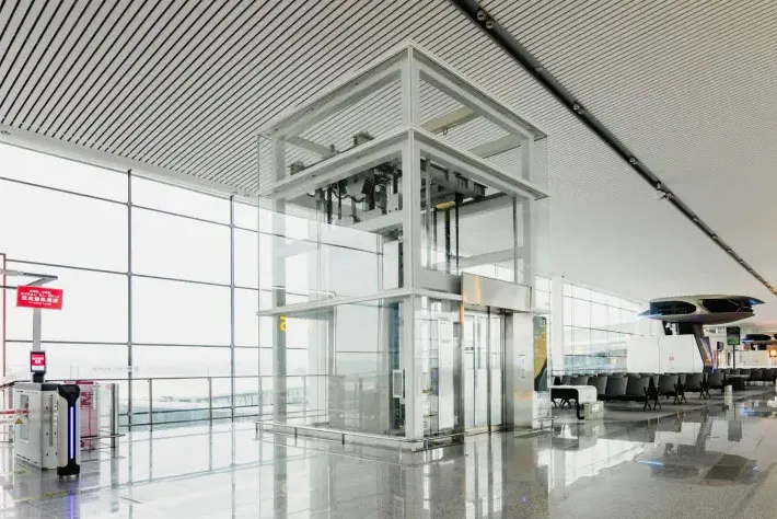 A TK Elevator unit at Chongqing Jiangbei International Airport in China.