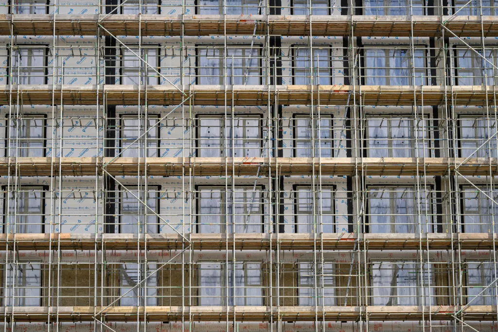 LONDON, ENGLAND - AUGUST 29: A general view of the uncompleted "Patchwork" housing project in the Walthamstow area, on August 29, 2024 in London, England. The New Homes Accelerator Programme will identify large sites where development has stalled.   (Photo by Leon Neal/Getty Images)