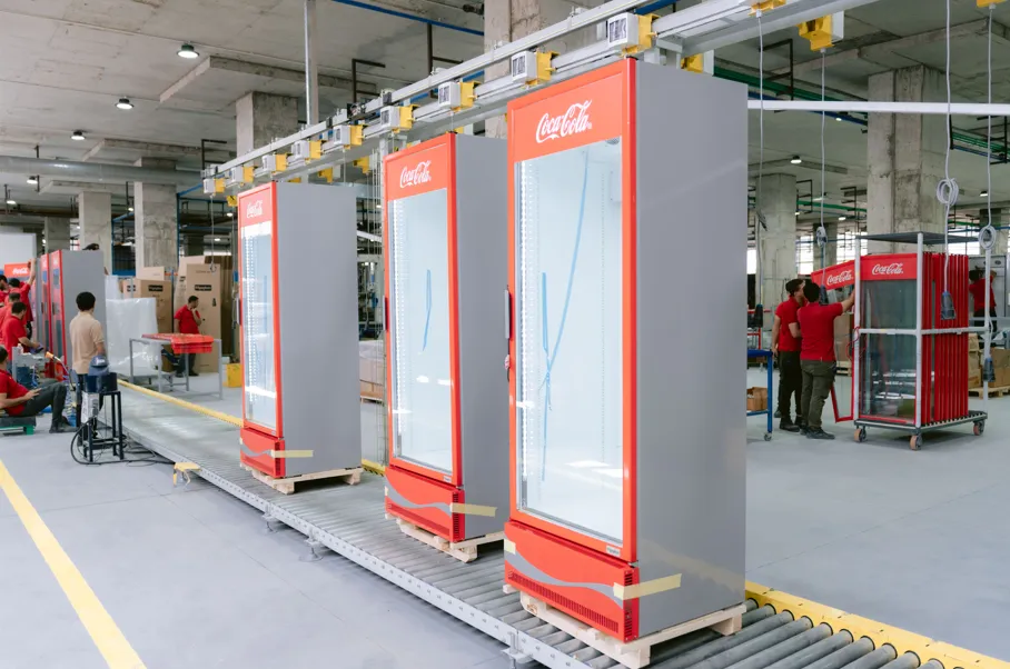 Beverage coolers at the Frigoglass Group facility in Egypt.