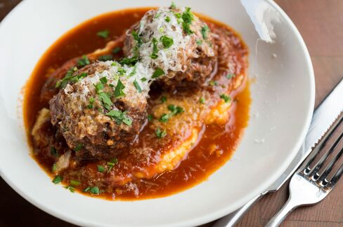 Flavorful beef meatballs with polenta.