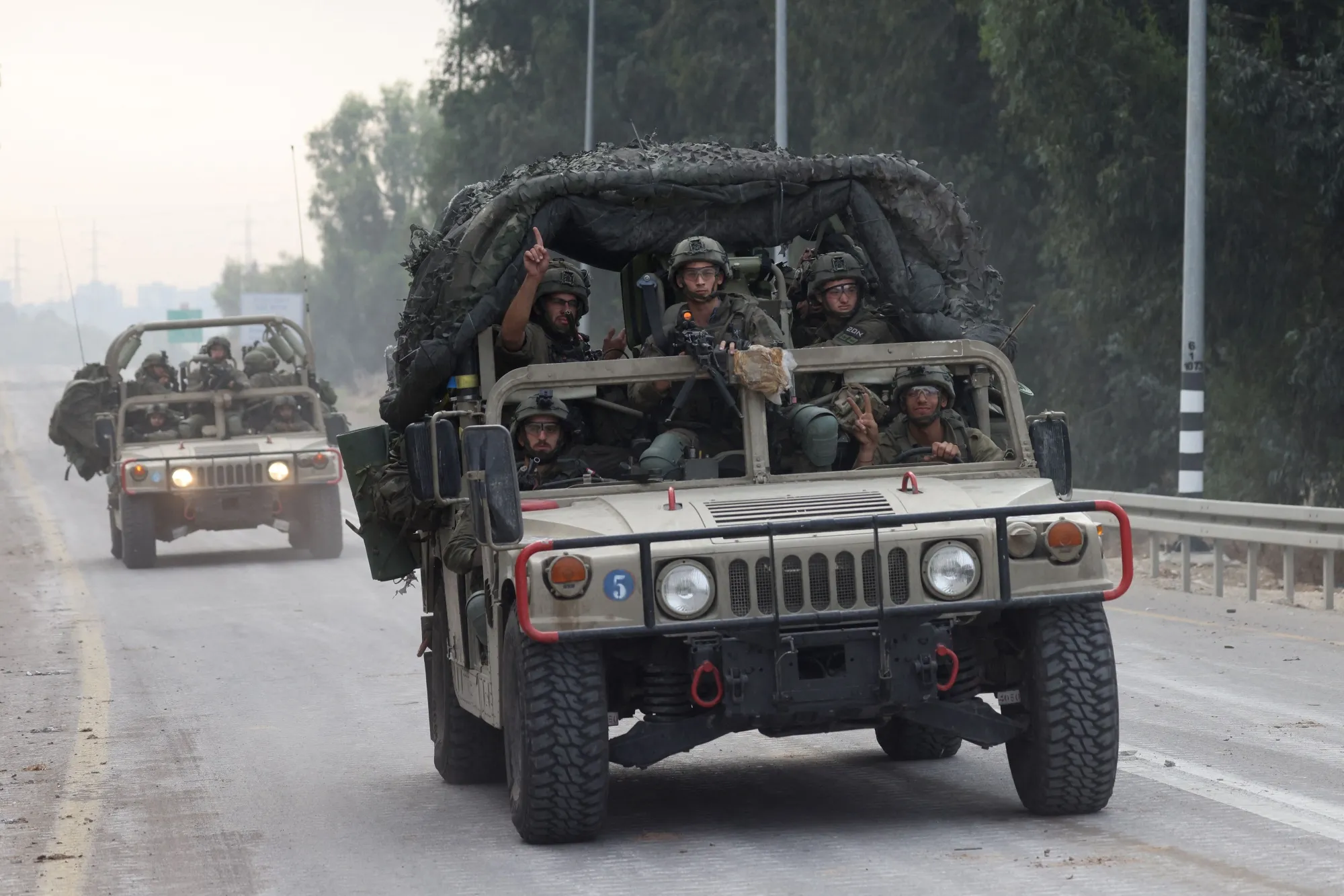 Israeli soldiers patrol near the border with Gaza on Oct. 10.