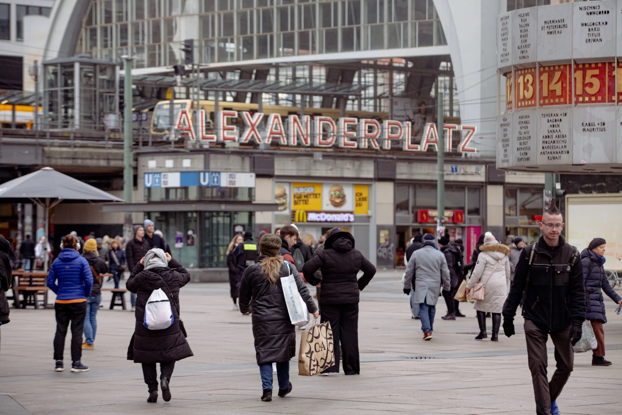 Shoppers in Alexanderplatz in Berlin.