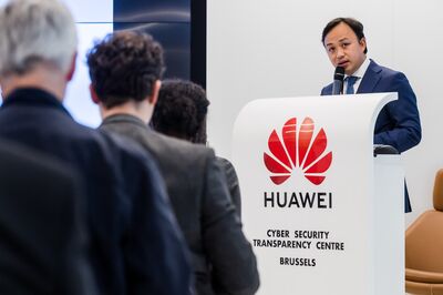 Huawei Technologies Co. Chief EU Representative Abraham Liu News Conference