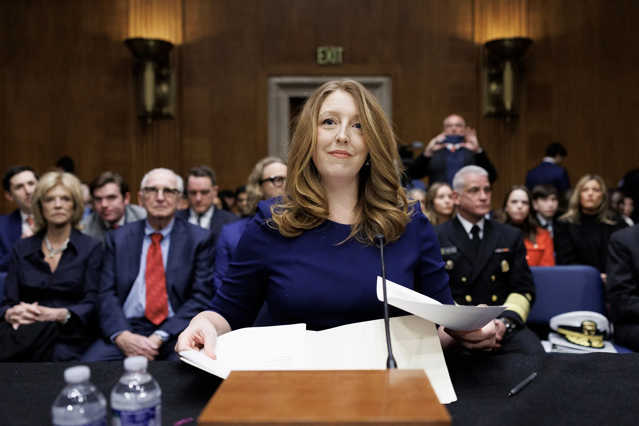 Dr. Casey Means takes her seat at the start of a Senate Health, Education Labor and Pension Committee confirmation hearing for U.S. Surgeon General on Capitol Hill Wednesday, Feb. 25, 2026, in Washington.