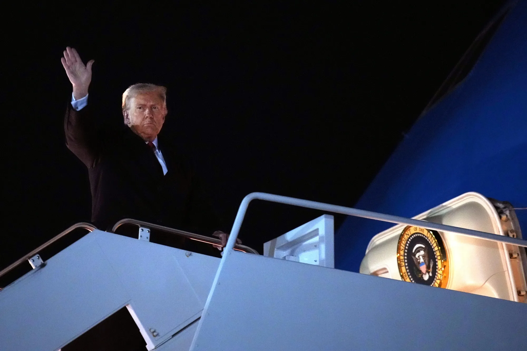 Donald Trump boards Air Force One at Joint Base Andrews&nbsp;on Oct. 24.