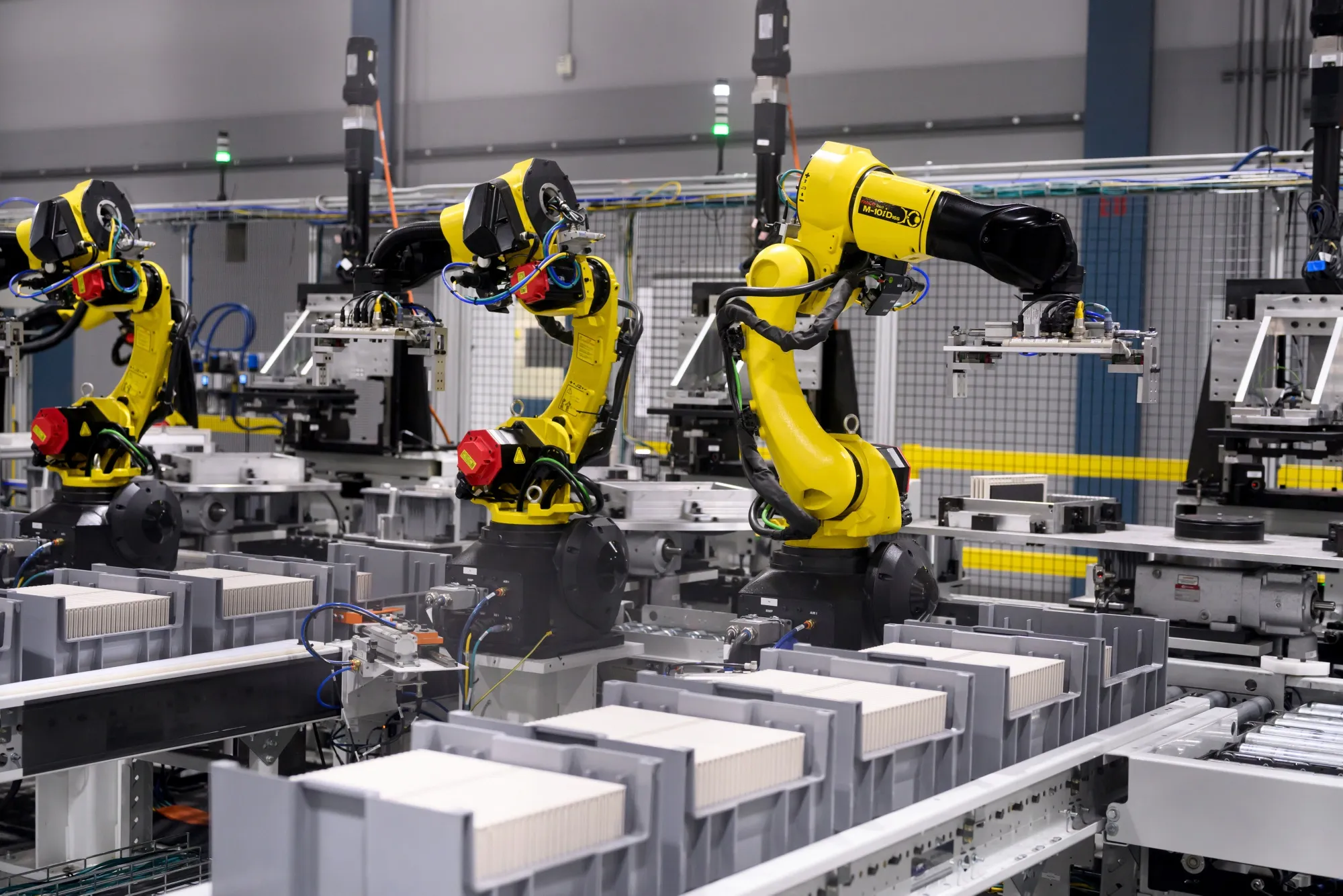Battery modules on the production line at a manufacturing facility in Turtle Creek, Pennsylvania.