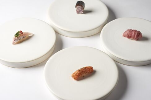 King Salmon, Hagitoro (Tuna), Madai (Japanese Red Snapper), & Mackerel.