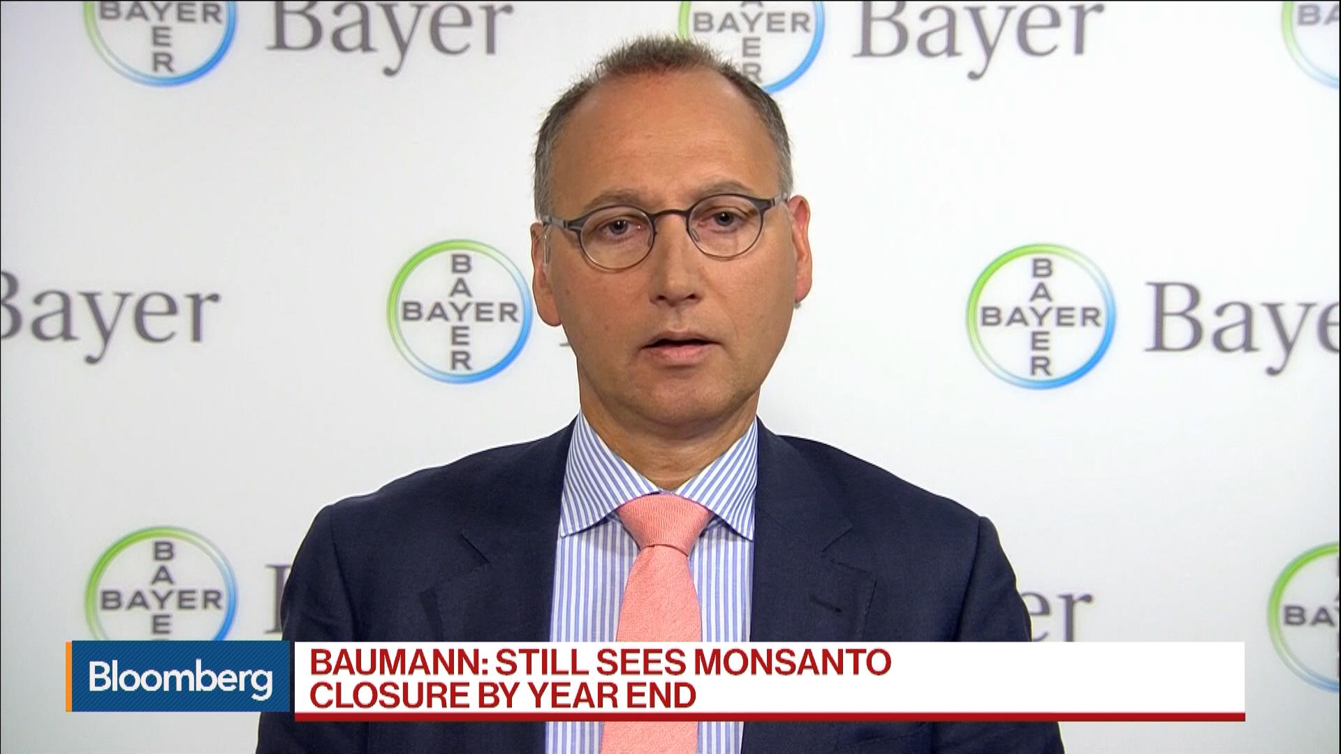 Watch Bayer CEO Baumann Sees Monsanto Deal Closure By Year End - Bloomberg