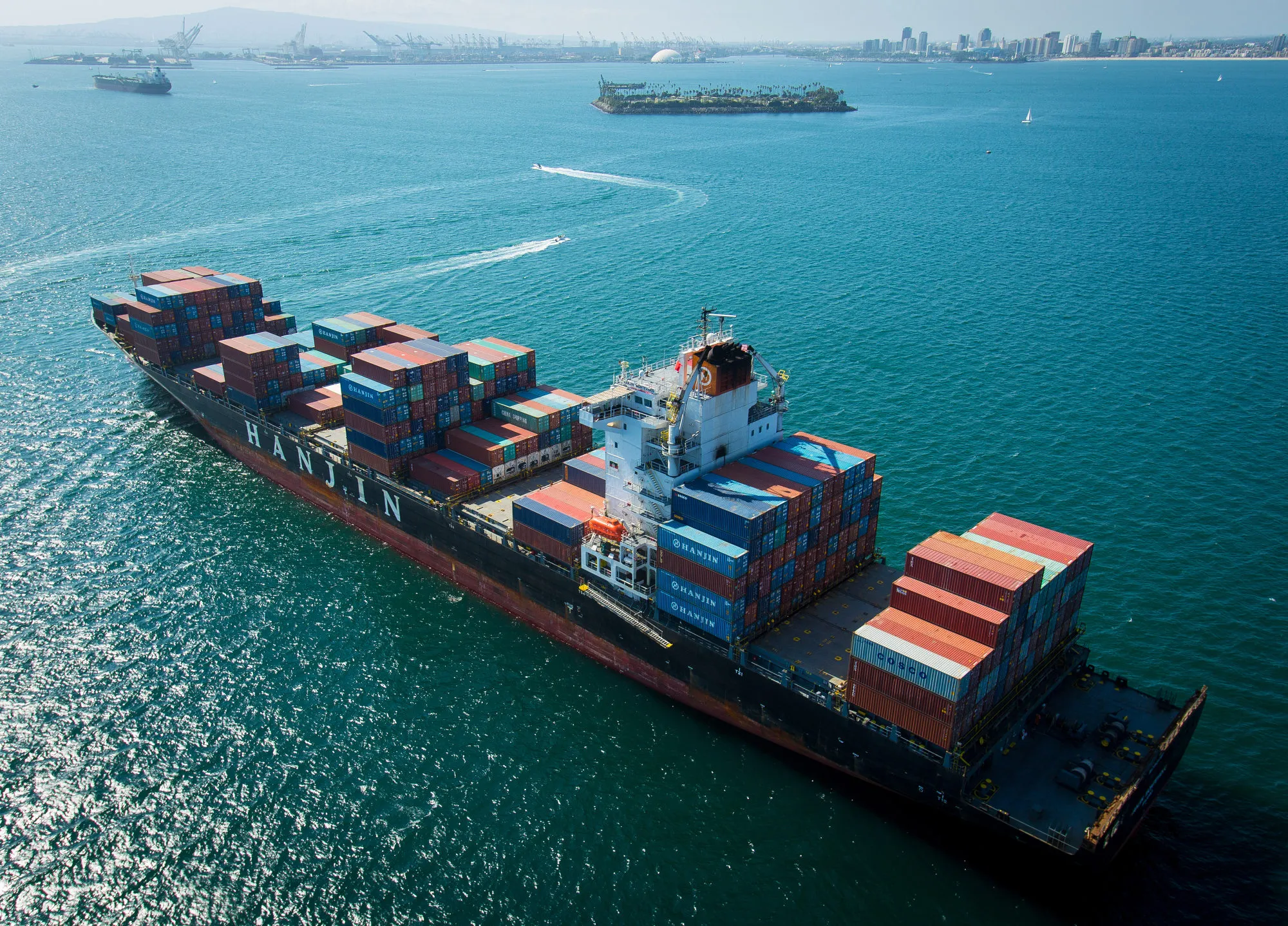 Aerial Views Of The Port of Long Beach As The Terminal Says Won’t Accept Hanjin Containers