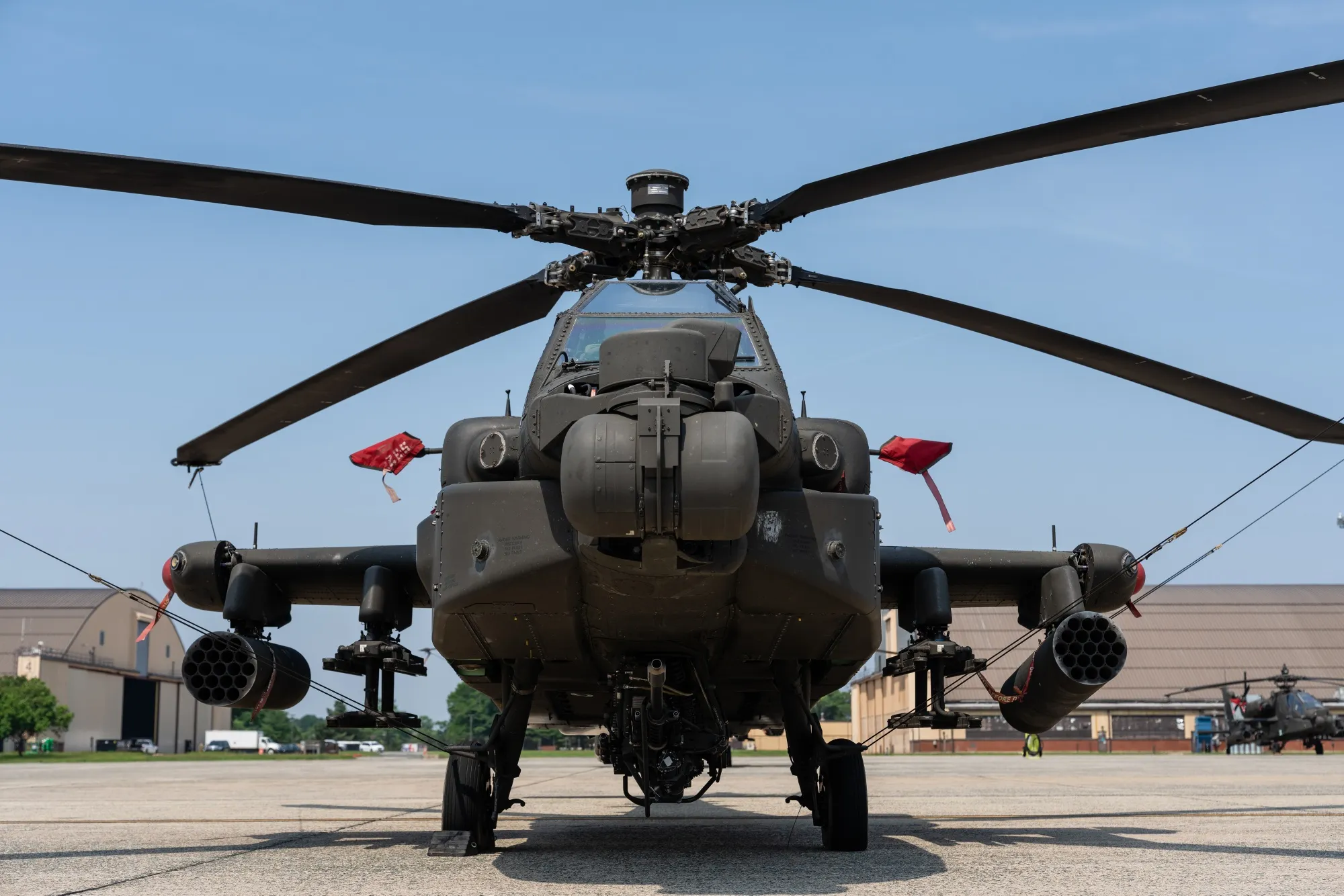A Boeing AH-64 Apache helicopter.