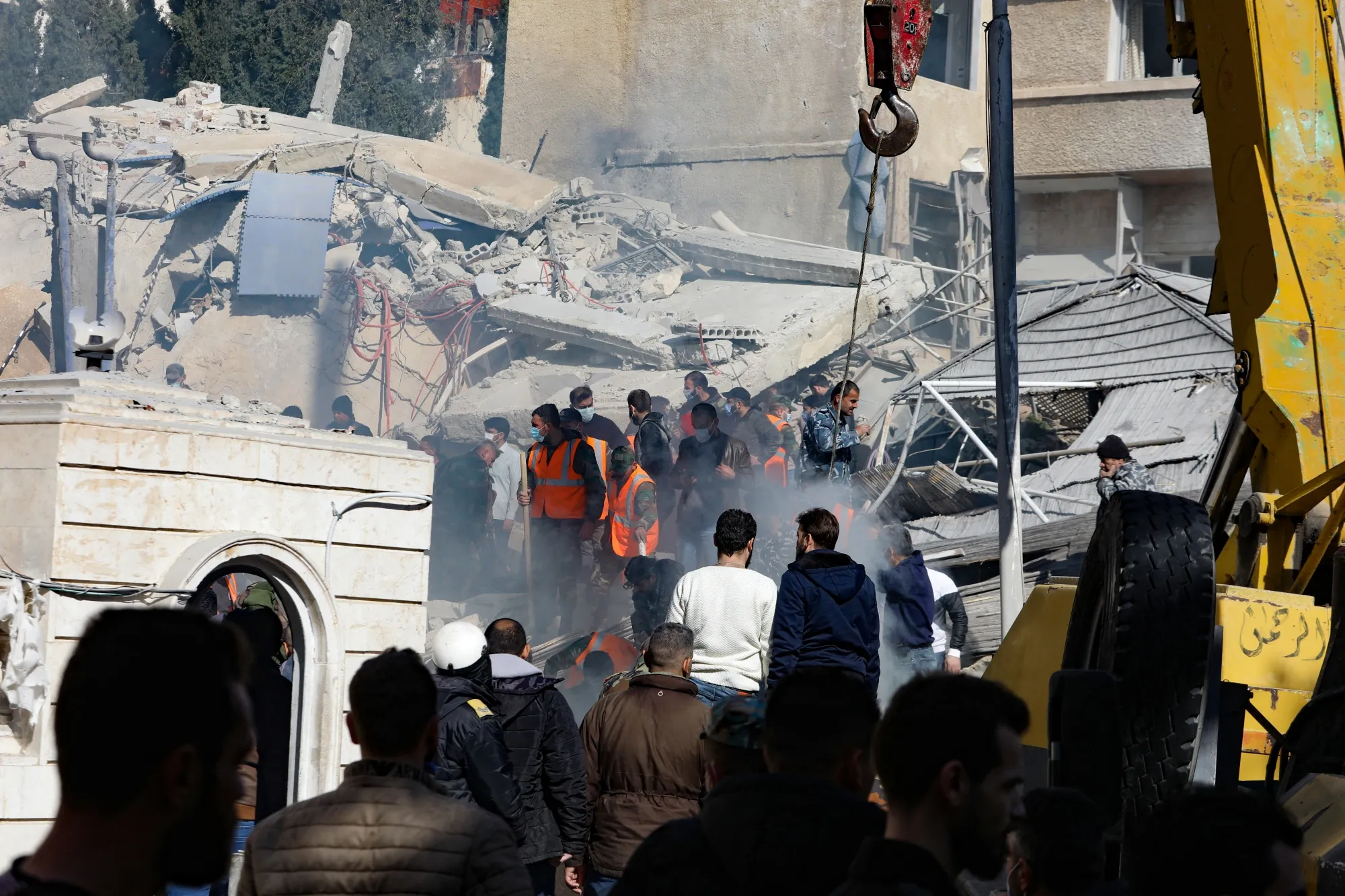 A building destroyed in a reported Israeli strike in Damascus on Jan. 20.
