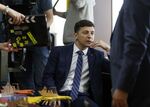 Volodymyr Zelenskiy works on a film set in Ukraine on Feb. 6.