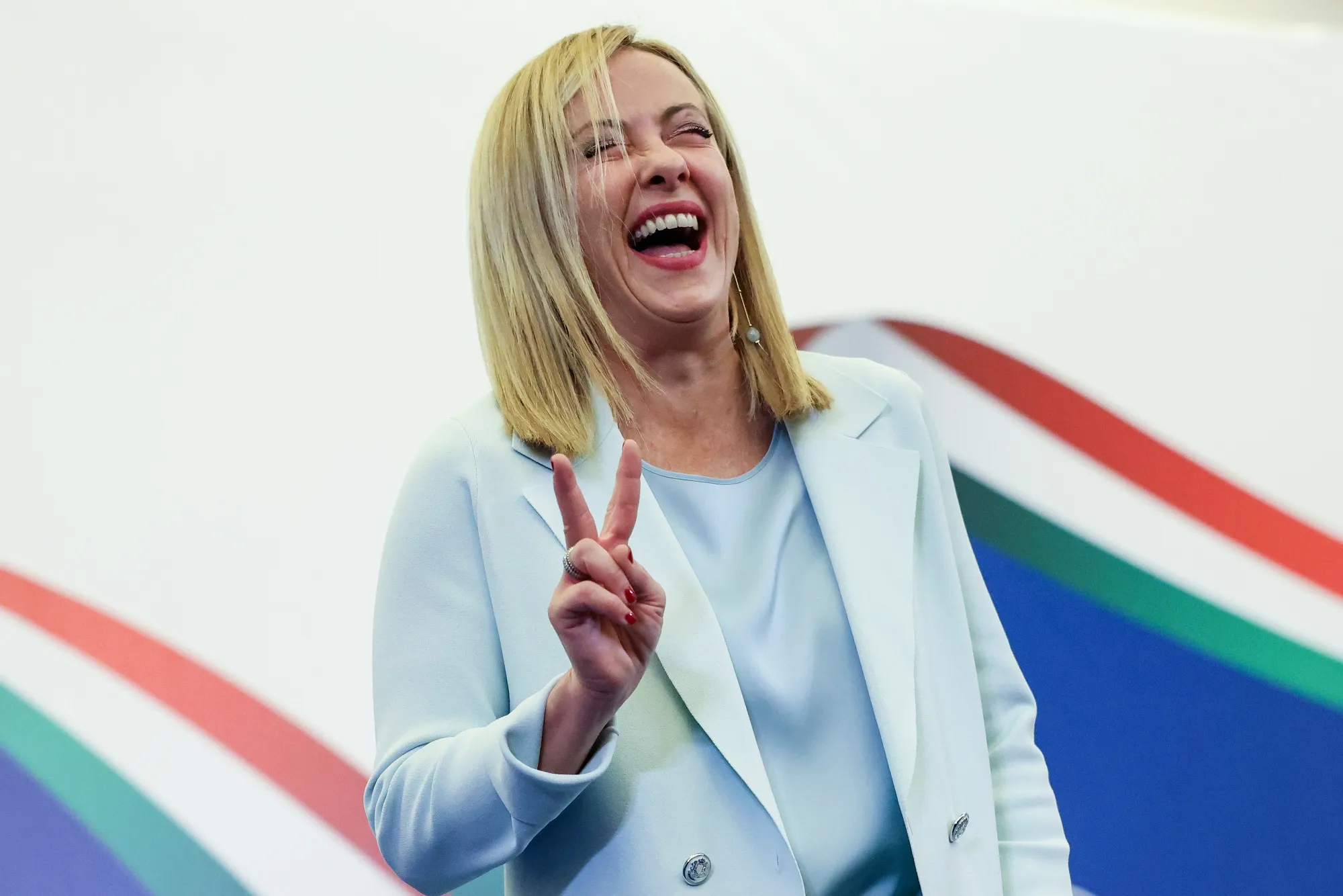Giorgia Meloni at the party’s general election night event in Rome, Sept. 26. 