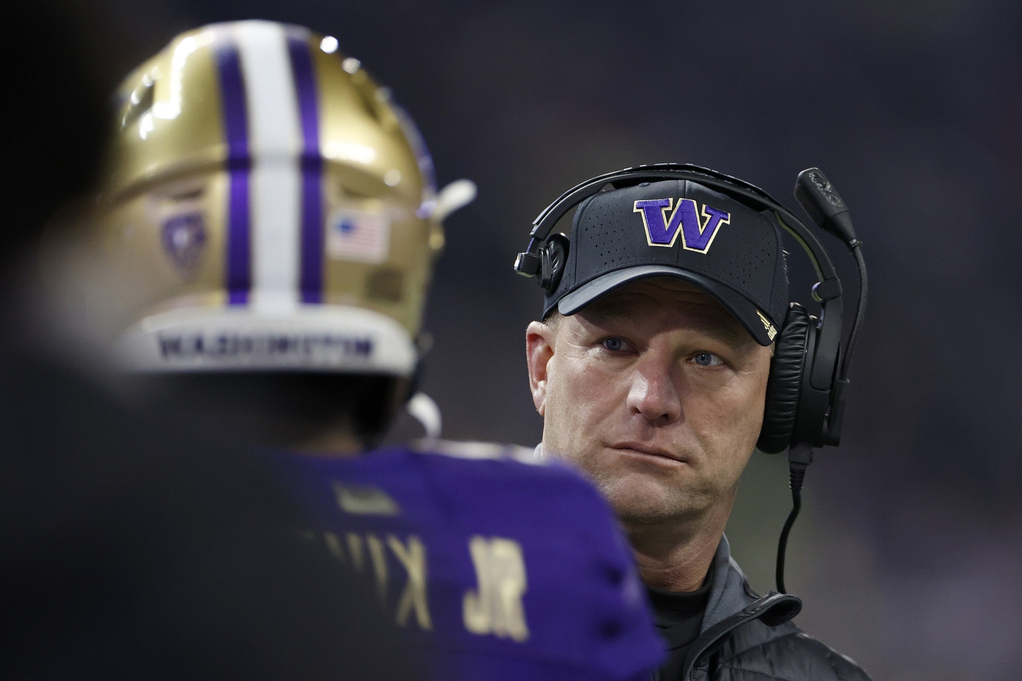 Kalen DeBoer, then Washington's head coach, during a game against Colorado in November 2022. Photographer: Steph Chambers/Getty Images.