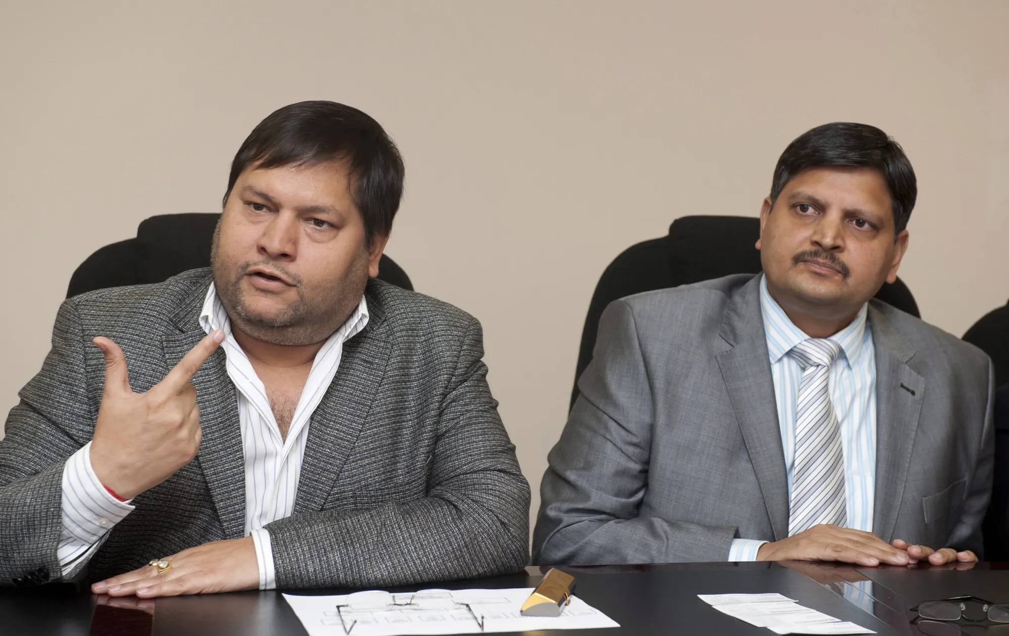 Ajay Gupta and Atul Gupta in Johannesburg, South Africa, in 2011.