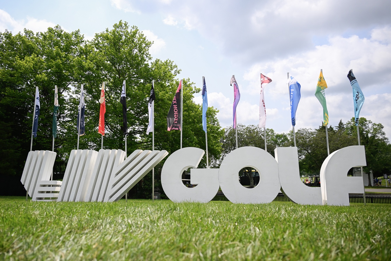 LIV Golf signage in Gainesville, Virginia.