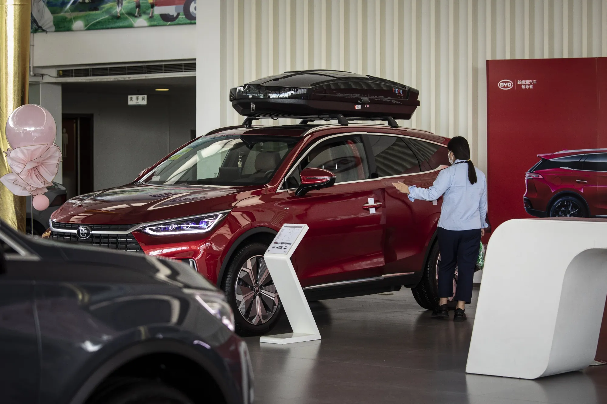 A BYD Tang vehicle on sale at the company's showroom in Beijing.