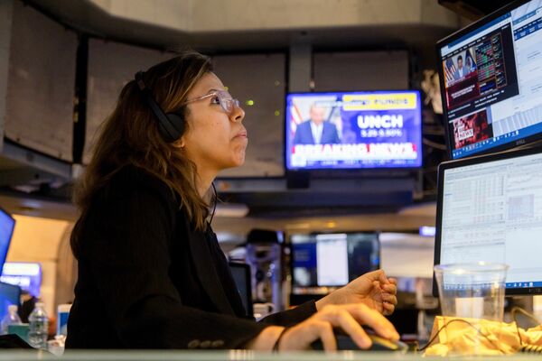 A trader works on the floor of the New York Stock Exchange (NYSE) in New York, US, 