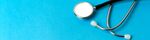 Stethoscope on Blue Background with Copy Space