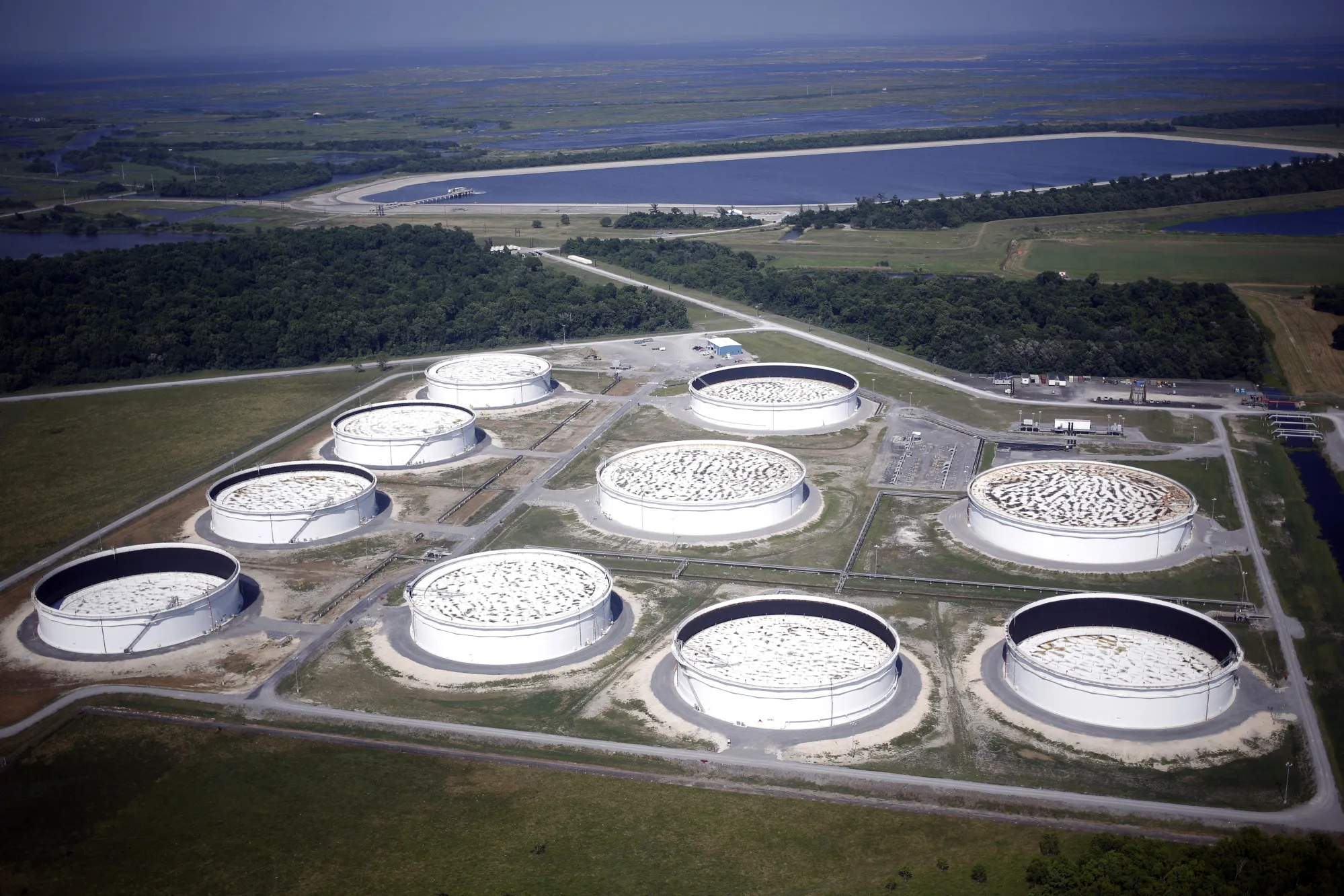 Oil storage tanks in Galliano, Louisiana, US.&nbsp;