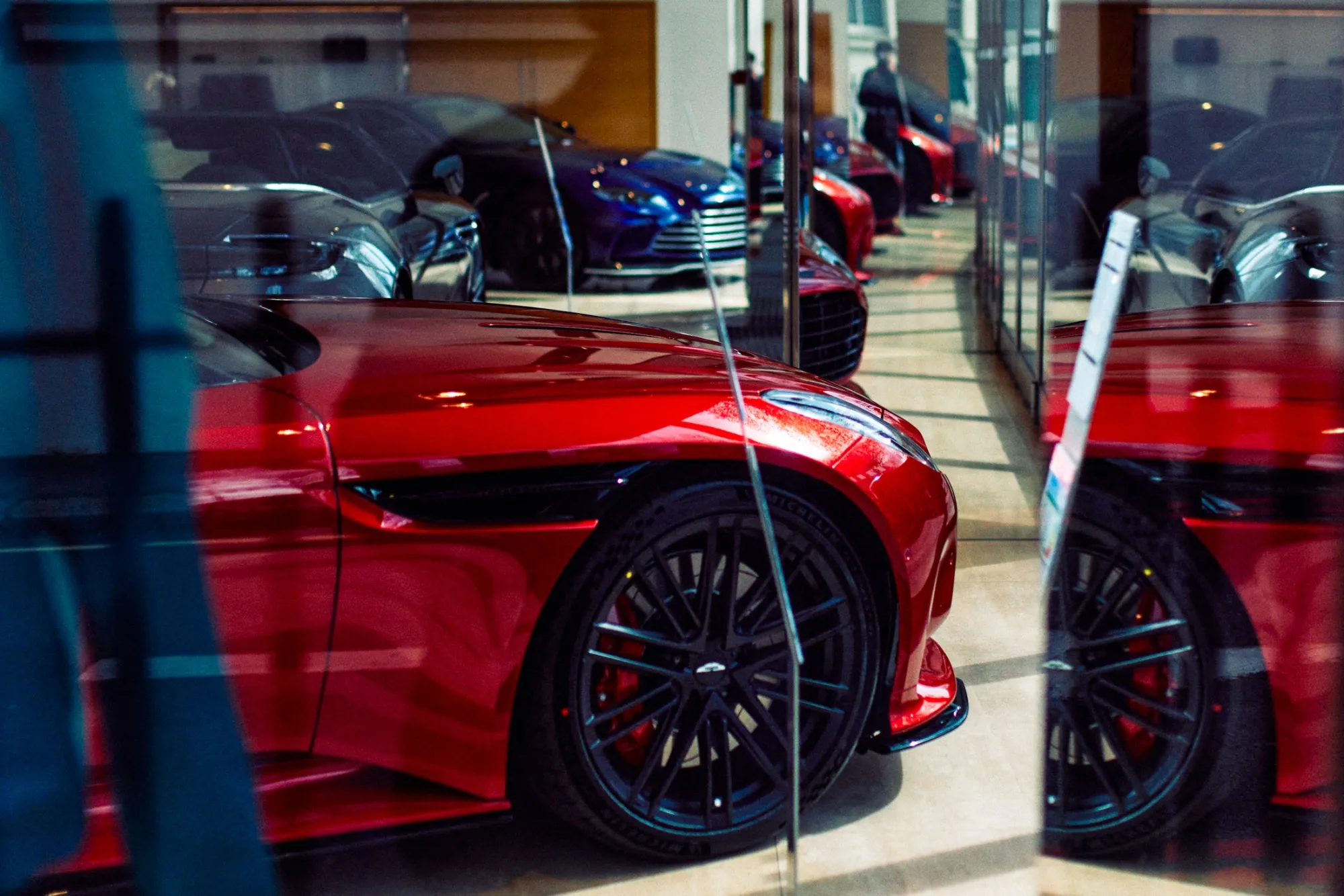 An Aston Martin dealership in London.