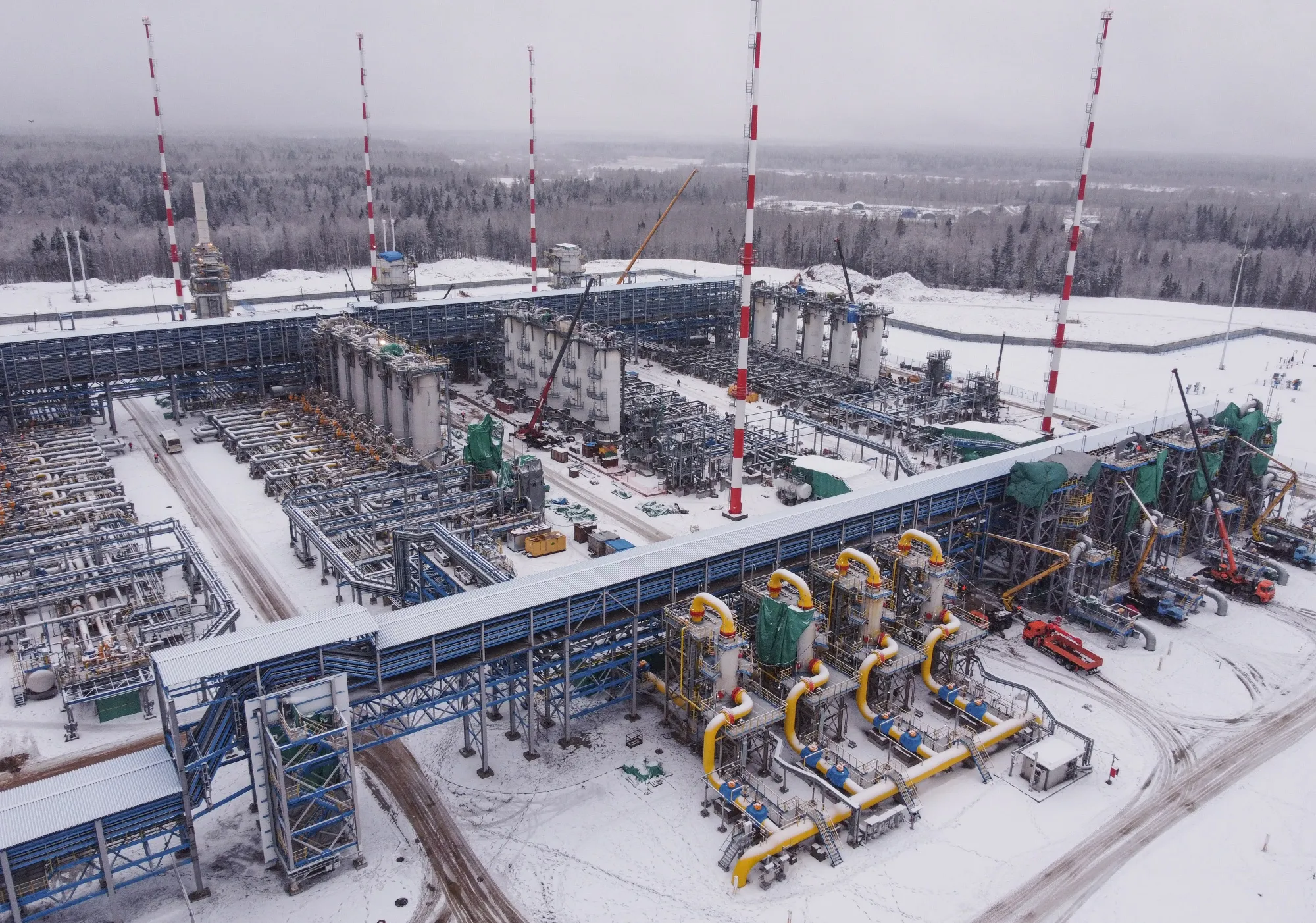 The Gazprom Slavyanskaya compressor station, the starting point of the Nord Stream 2 gas pipeline, in Ust-Luga, Russia.