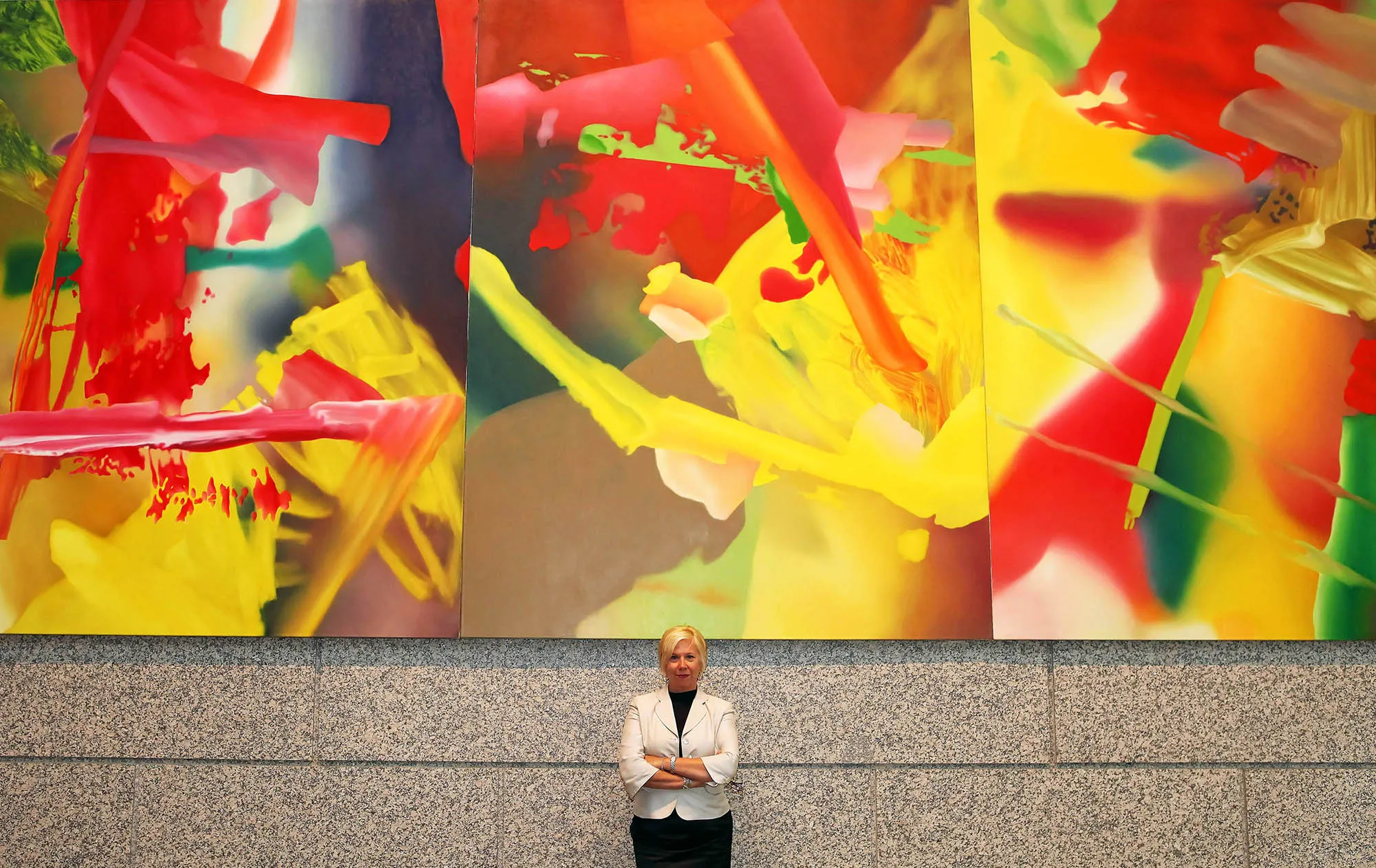 “Abstraktes Bild (Faust), 1981” by Gerhard Richter&nbsp;at Deutsche Bank’s New York headquarters.