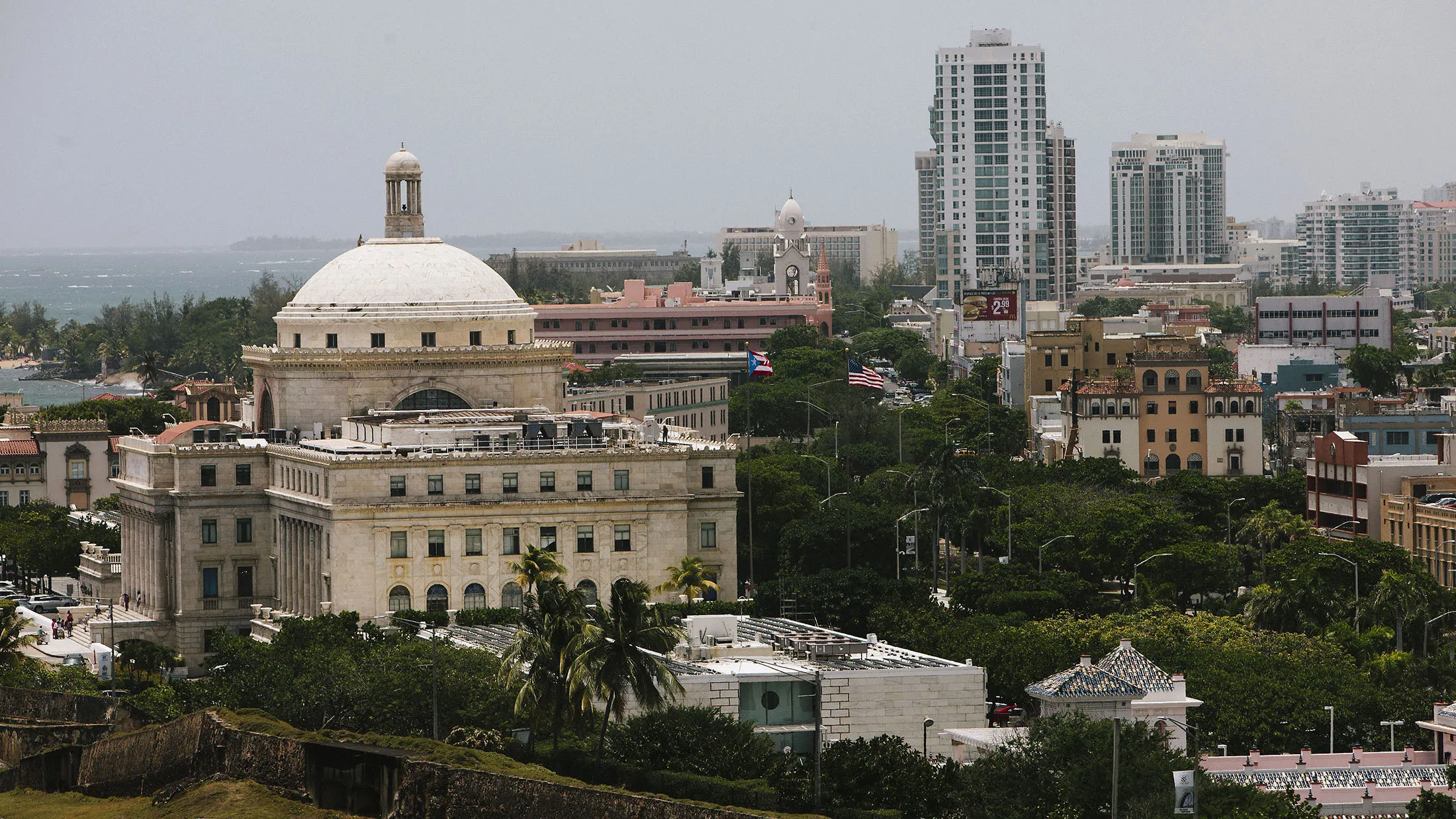 The Capitol building, left, stands in San Juan, Puerto Rico.
