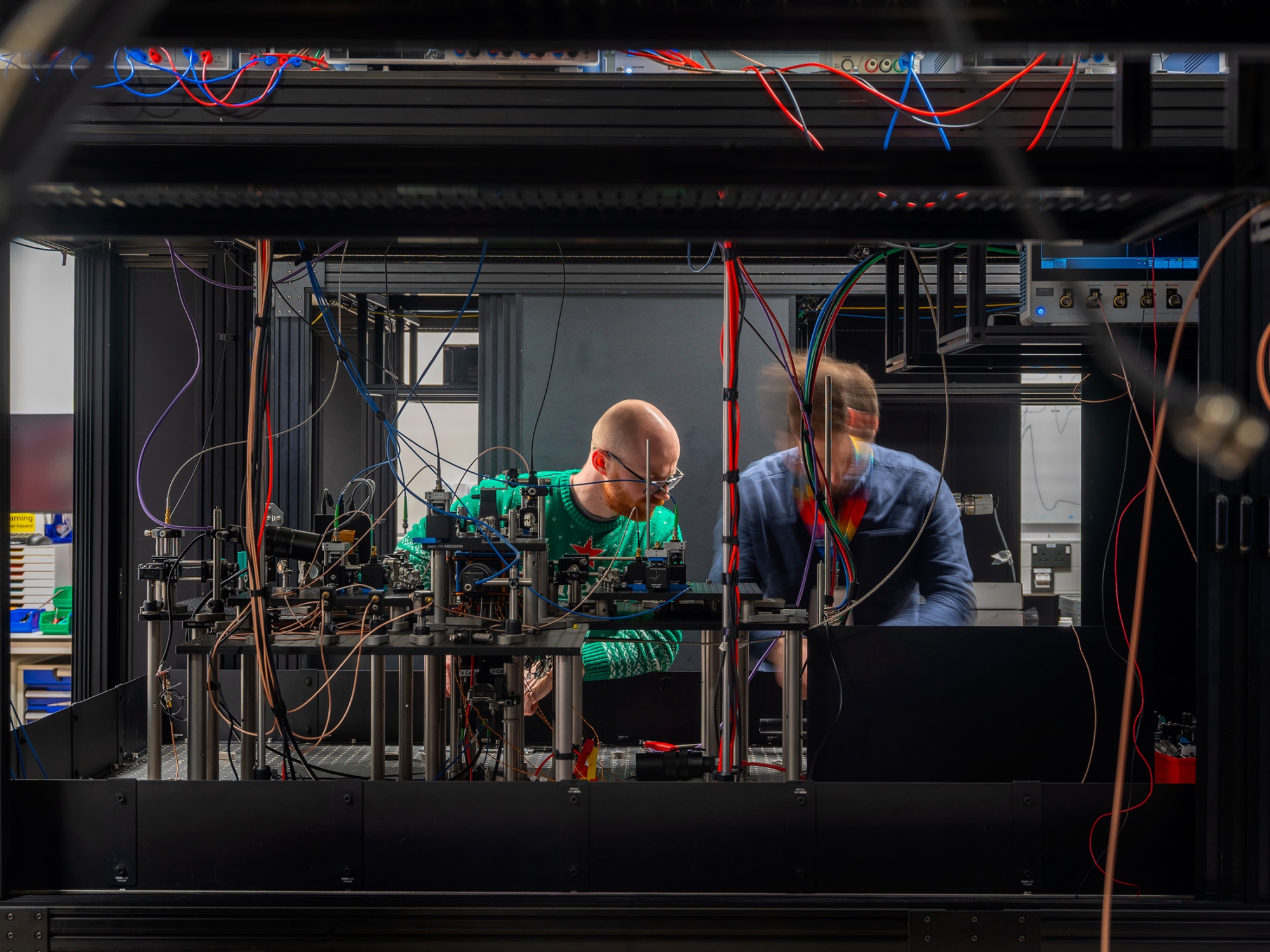 Scientists working on a neutral atom quantum computer at the National Quantum Computing Centre in Didcot.