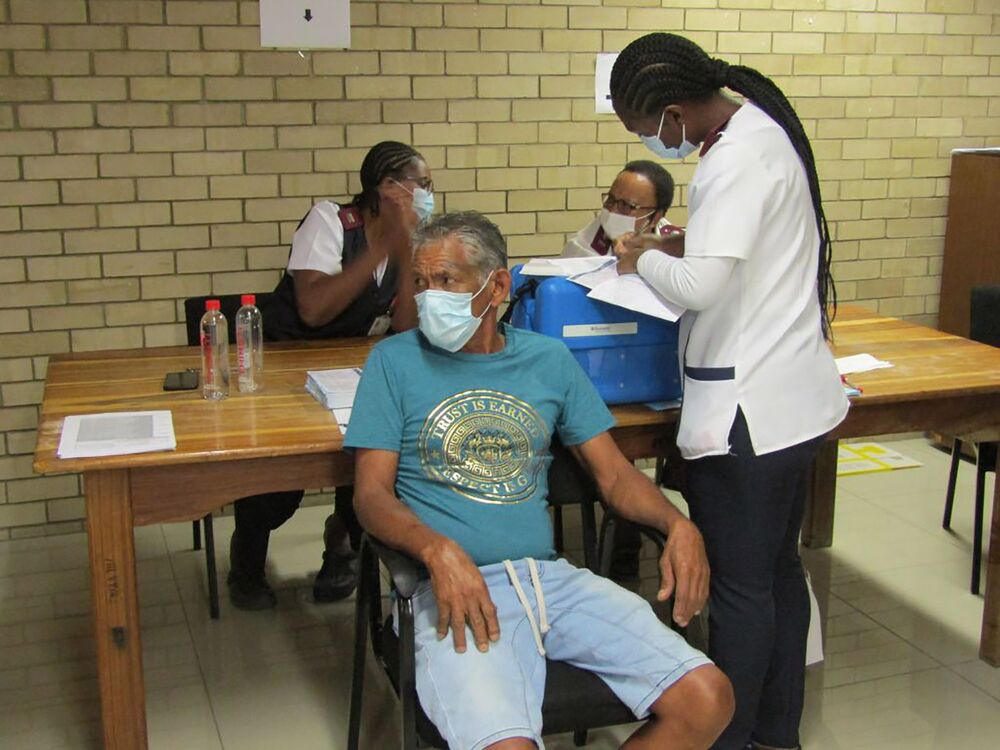 A health worker prepares to administer a dose of Covid-19 vaccine in Windhoek, Namibia. 