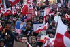 Protesters hold Greenlandic flags in Nuuk, on Jan. 17.